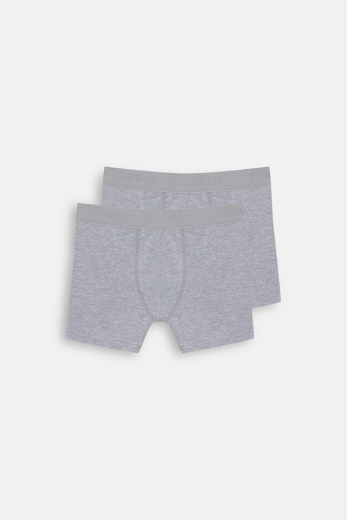 Gri / Gri Erkek 2'li Pamuklu Boxer