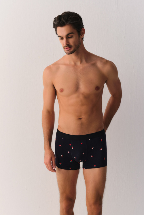 Lacivert Yeni Yıl Erkek Pamuklu Boxer