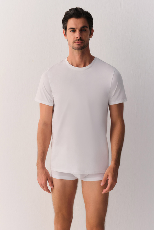 Beyaz Fine Pamuklu T-Shirt