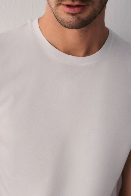 Beyaz Fine Pamuklu T-Shirt