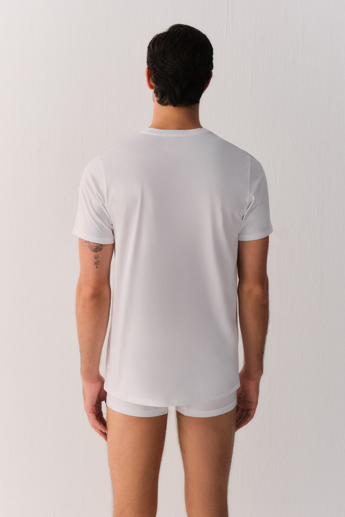 Beyaz Fine Pamuklu T-Shirt