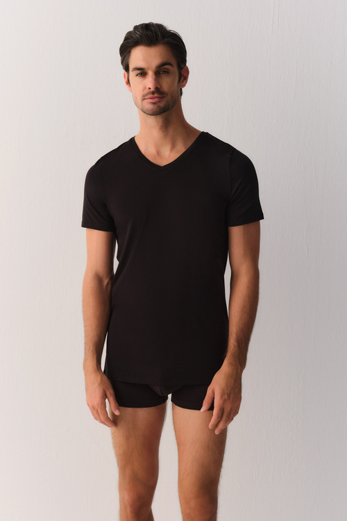 Siyah Warming Men V Yaka T-Shirt
