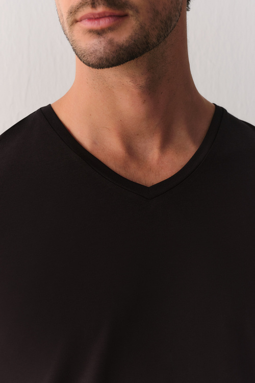 Siyah Warming Men V Yaka T-Shirt