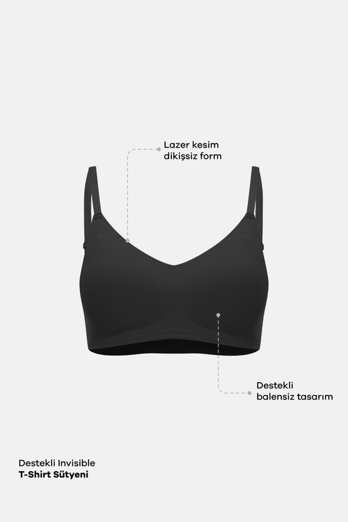 Black Invisible Hands Up Push Up Bra