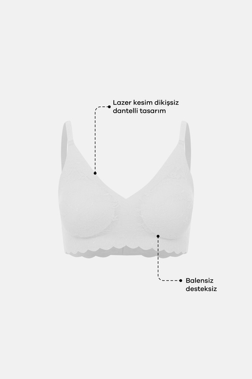 Ekru Invisible Soft Dantelli Lazer Kesim Balensiz Sütyen