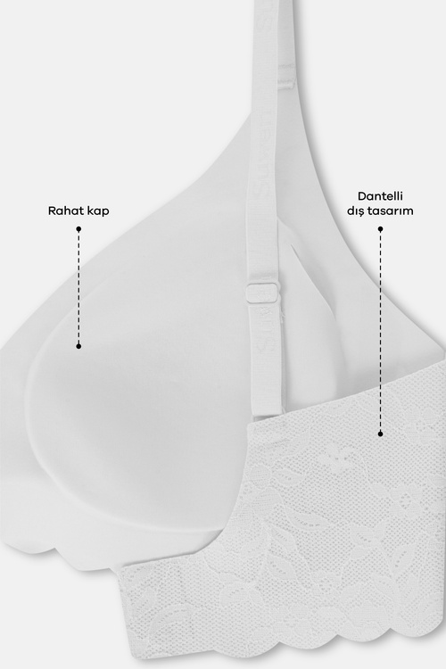 Ekru Invisible Soft Dantelli Lazer Kesim Balensiz Sütyen