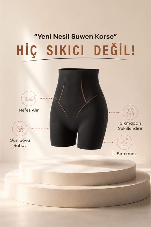 Siyah Yeni Nesil Lazer Kesim İz Bırakmayan İnce Dokulu Şort Korse