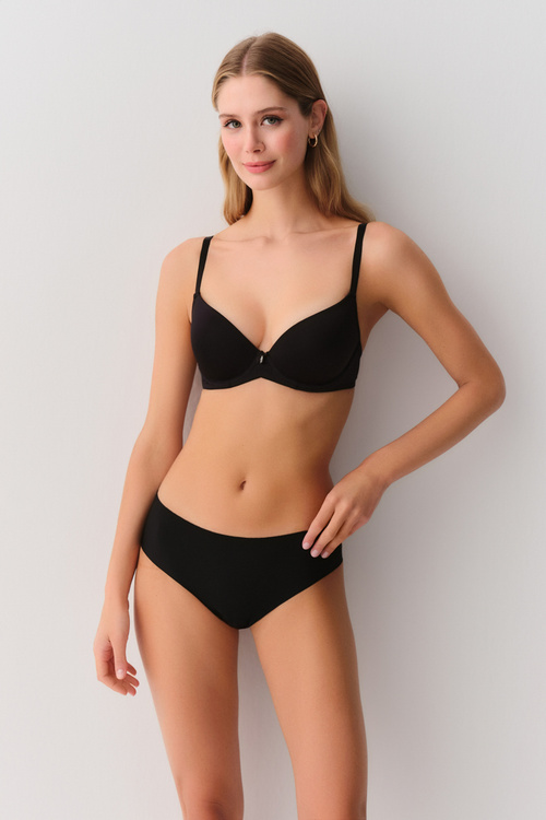 Siyah Invisible Lazer Kesim İz Bırakmayan Midi Slip Külot