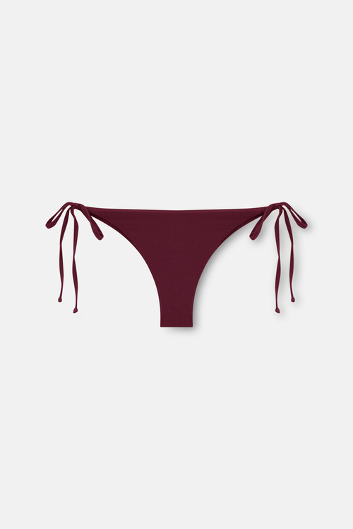 Burgundy Thin Tie Brazilian Bikini Bottom
