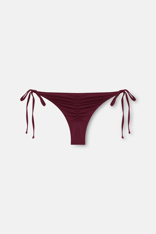 Burgundy Thin Tie Brazilian Bikini Bottom