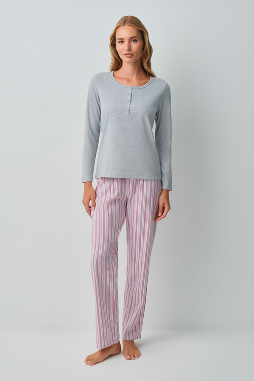 Pembe Çizgili Cosy Pijama Takımı