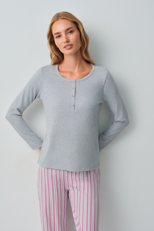 Pembe Çizgili Cosy Pijama Takımı