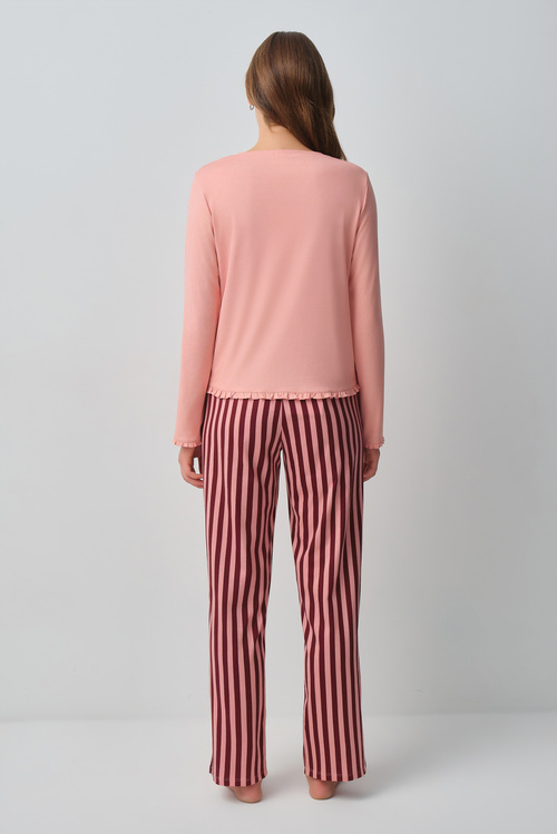 Pembe Çizgili Stripe Pijama Takımı