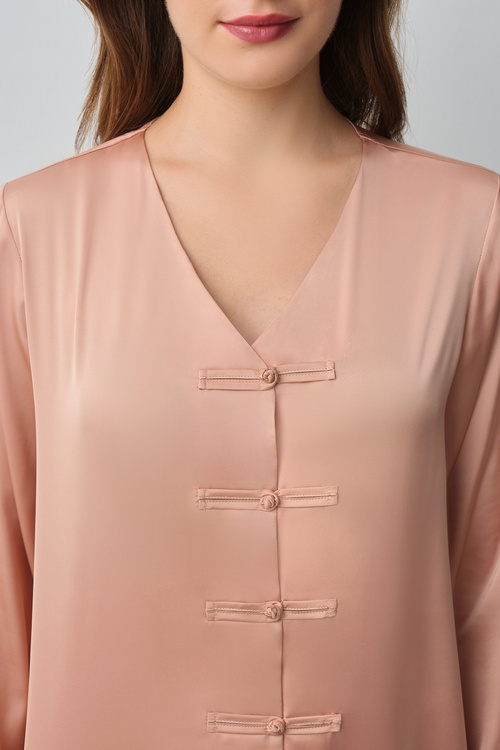 Nude Aura V Yaka Düğmeli Pijama Takımı