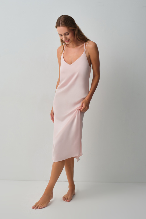 Pembe Floral Uzun Gecelik