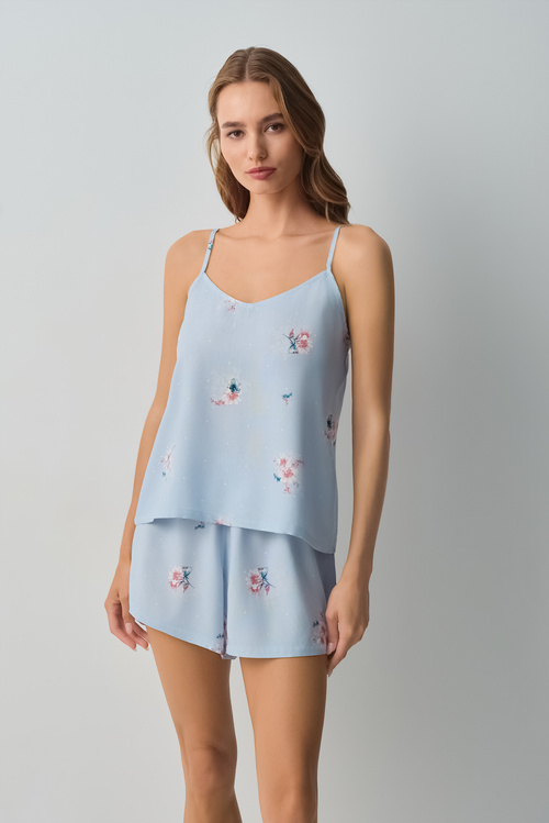 Mavili Bliss Atlet Şort Pijama Takımı