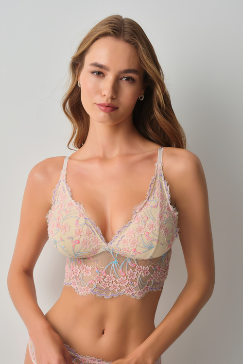 Renkli Desenli Clara Dantelli Bralet Sütyen