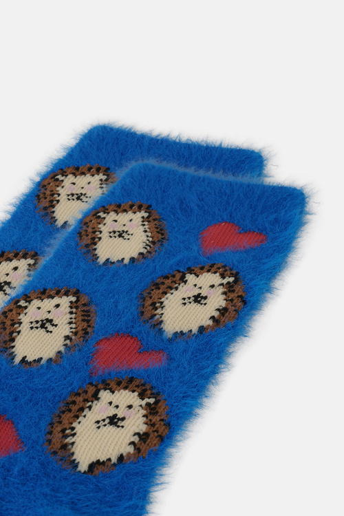 Lacivert Fluffy Spike Soket Çorap