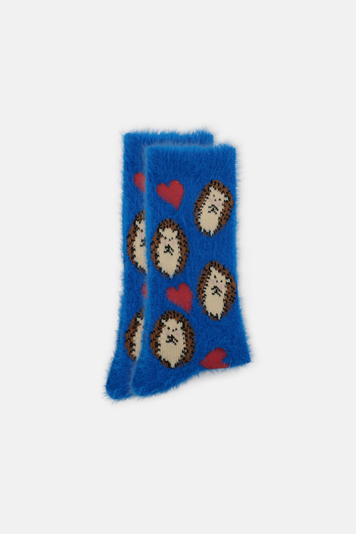 Lacivert Fluffy Spike Soket Çorap
