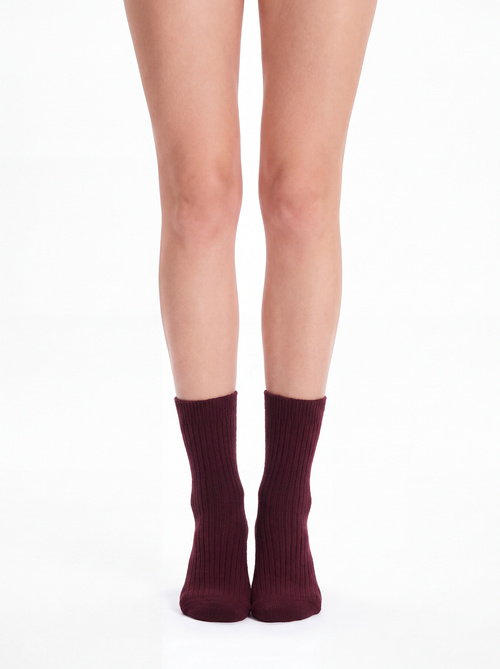 Bordo Softly Akrilik Soket Çorap