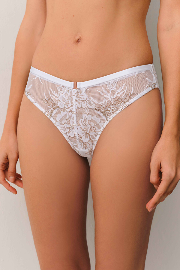 Ekru Pearl Dantelli Slip Külot - 3 Al 2 Öde