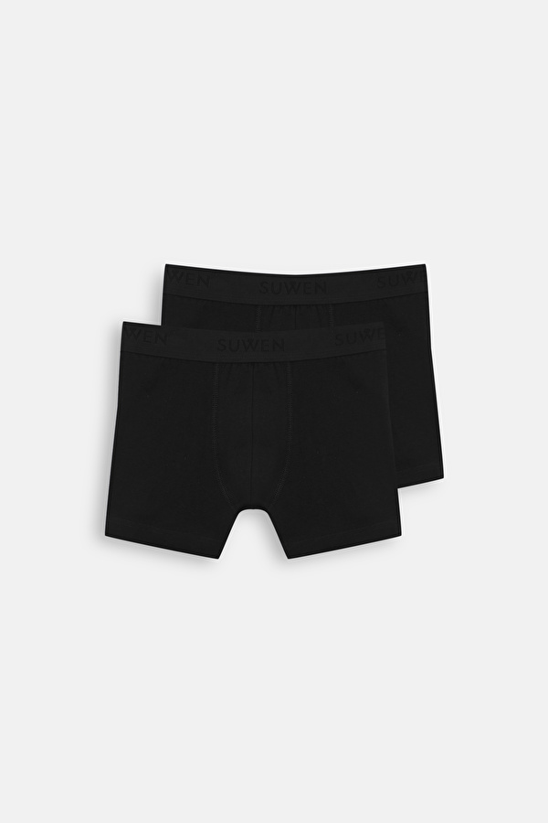 Siyah / Siyah Erkek 2'li Pamuklu Boxer - 3 Al 2 Öde