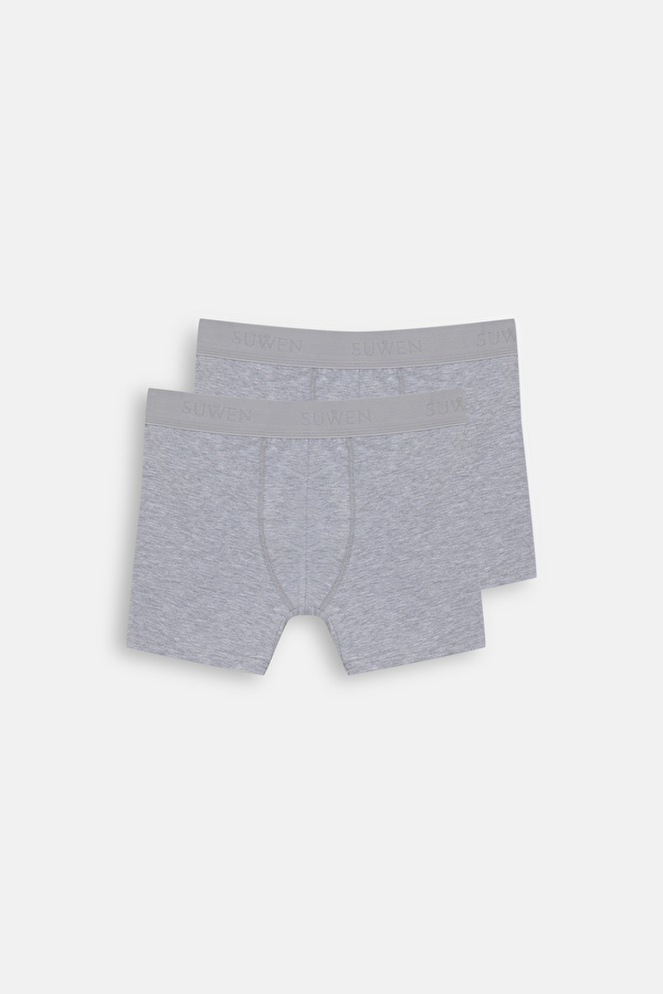 Gri / Gri Erkek 2'li Pamuklu Boxer - 3 Al 2 Öde