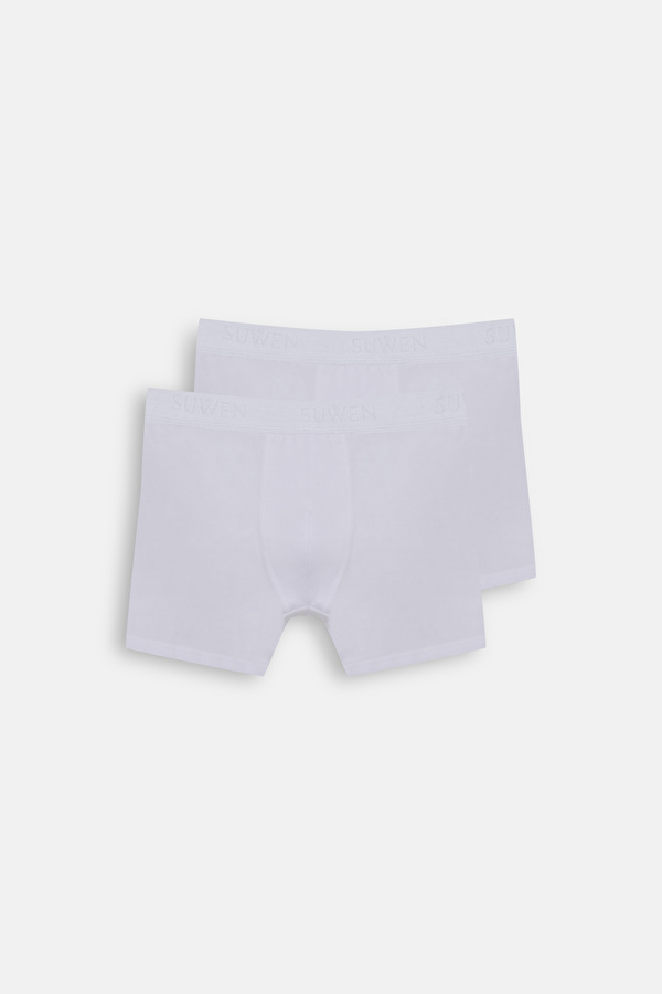 Beyaz / Beyaz Erkek 2'li Pamuklu Boxer - 3 Al 2 Öde
