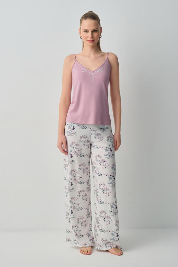 Çiçek Desenli Flower Atlet Pantolon Pijama Takımı - 3 Al 2 Öde