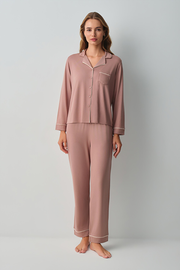 Cappuccino Misty Gömlek Yaka Pijama Takımı - 3 Al 2 Öde
