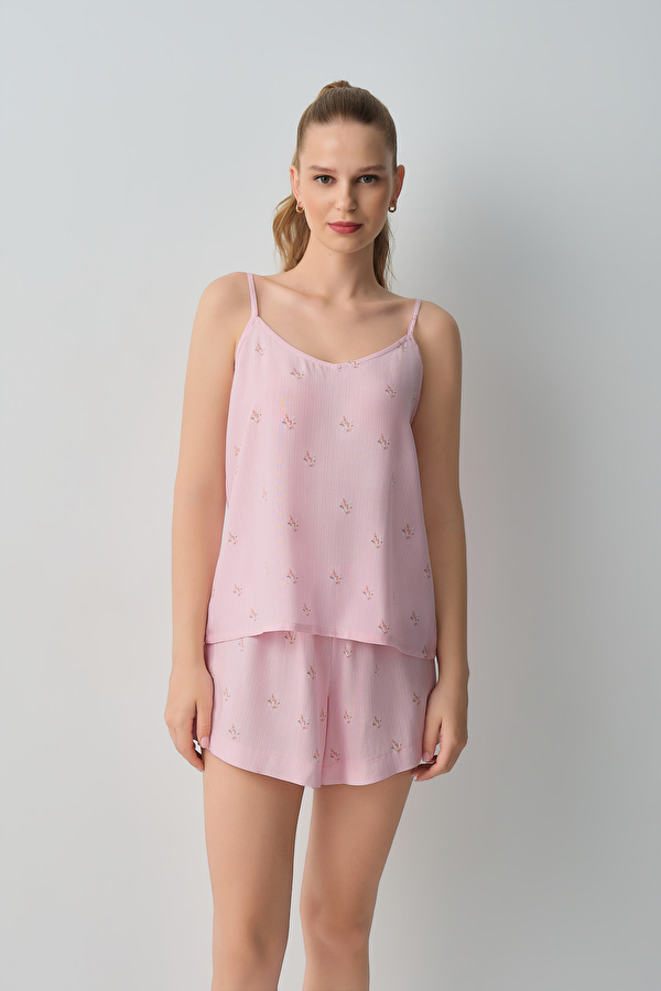 Pembe Çizgili Jade Atlet Şort Pijama Takımı - 3 Al 2 Öde