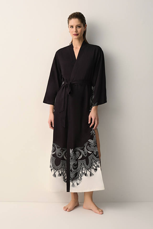 Siyah Desenli Lydia Kimono | SUWEN