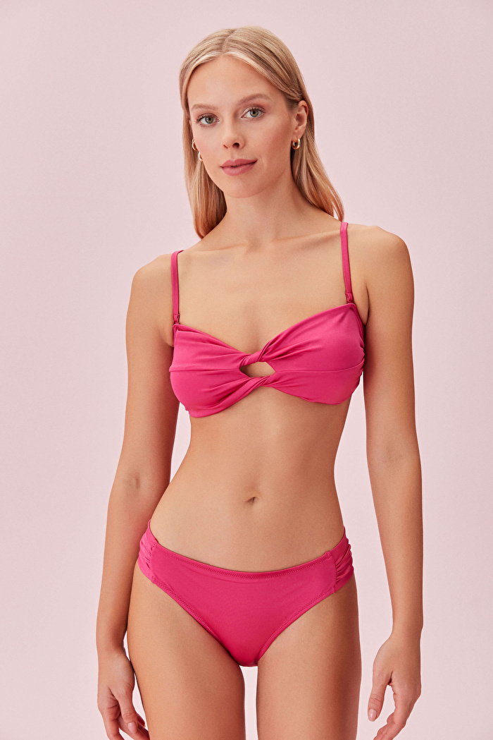 Begonvile Burgulu Straplez Bikini Üst — görsel 3