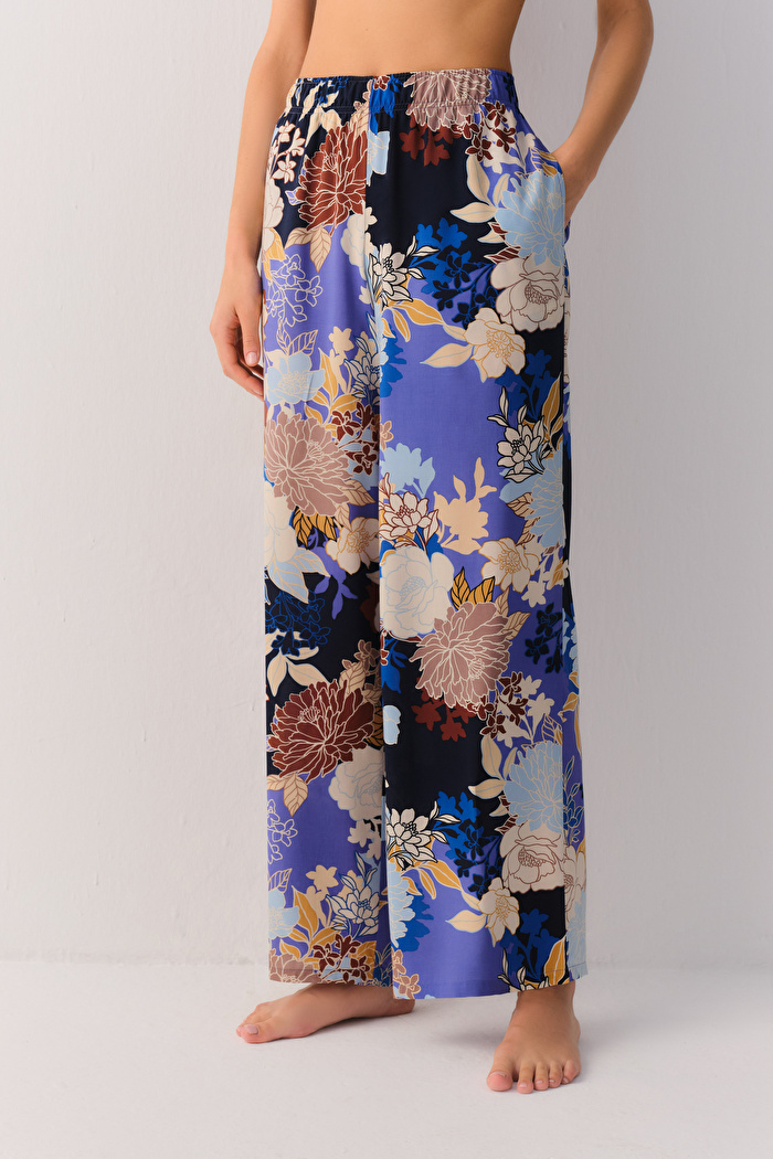 Çiçek Desenli Flowery Night Pantolon