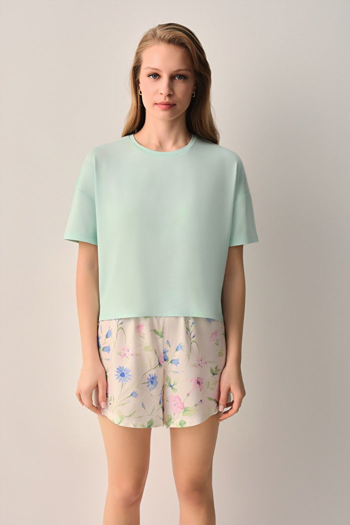 Magnolia Tişört Şort Pijama Takımı — görsel 2