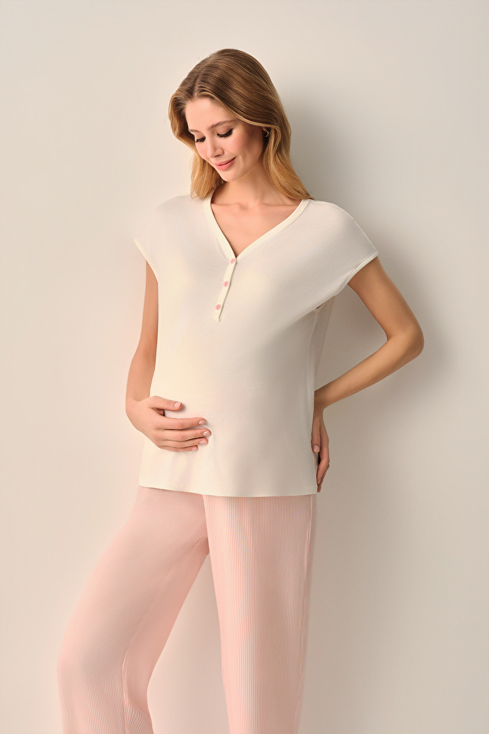 Stripe Hamile Lohusa Pijama Takımı — görsel 2