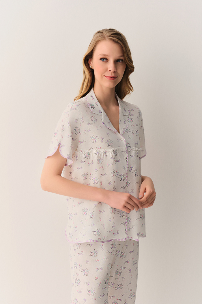Butterfly Pamuklu Gömlek Yaka Pijama Takımı — görsel 2