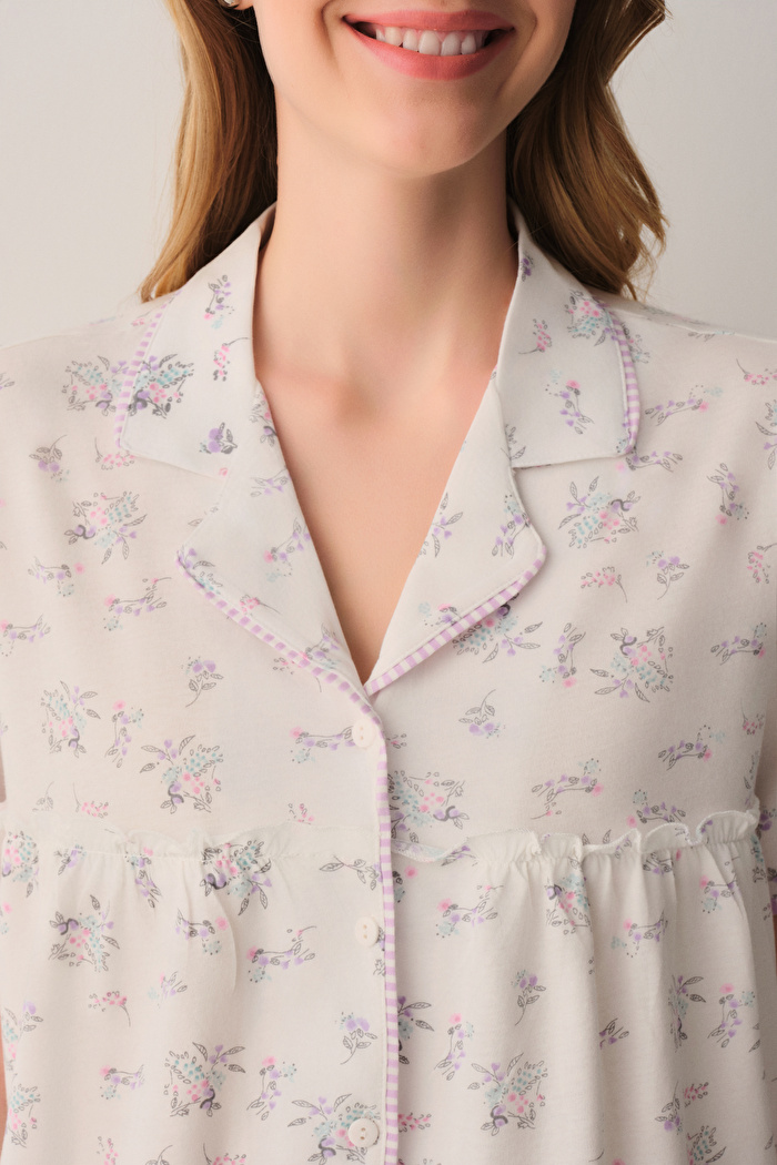 Butterfly Pamuklu Gömlek Yaka Pijama Takımı — görsel 3