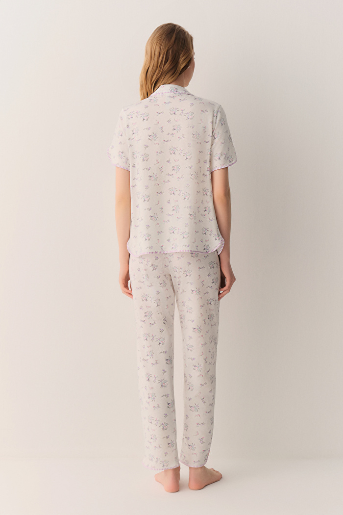 Butterfly Pamuklu Gömlek Yaka Pijama Takımı — görsel 4