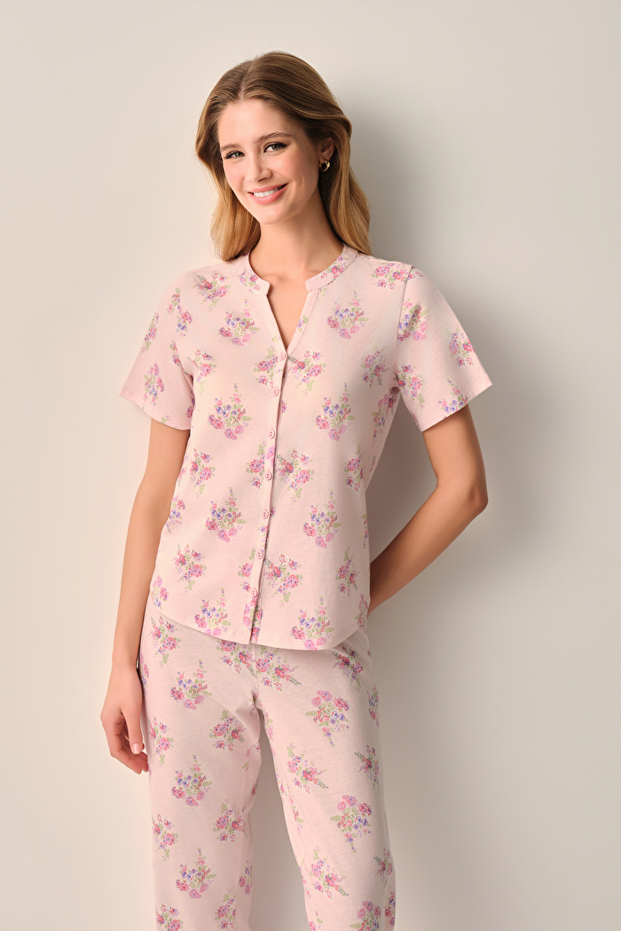 Alessi Pamuklu Gömlek Yaka Pijama Takımı — görsel 2