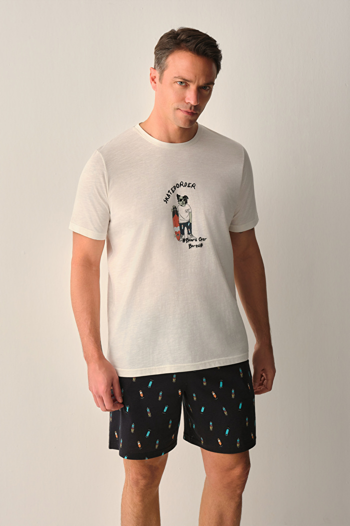 Skate Erkek Pamuklu Şort Pijama Takımı — görsel 2