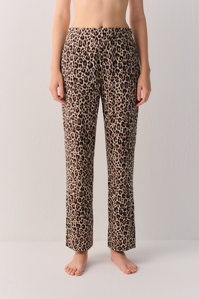 Leopar Desenli Leo Lunge Night Pantolon