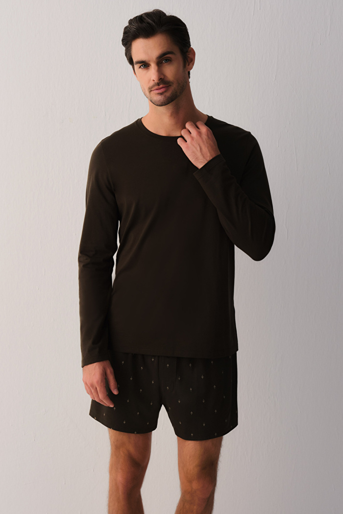 Haki Casual Essentials Erkek Uzun Kollu T-Shirt