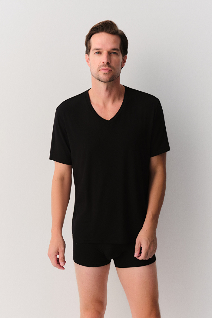 Erkek Modal V Yaka T-Shirt — görsel 2