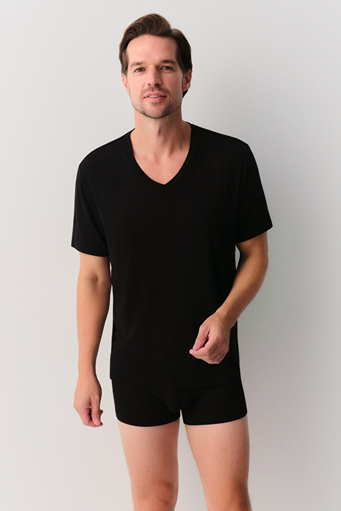 Erkek Modal V Yaka T-Shirt — görsel 3