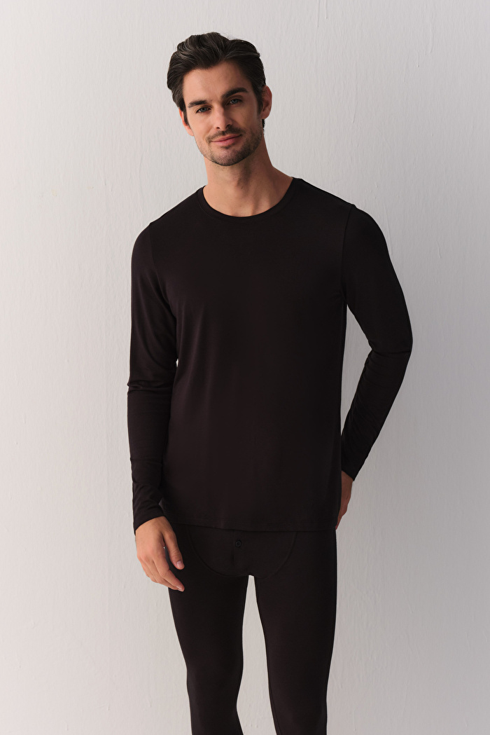 Siyah Warming Men Uzun Kollu T-Shirt