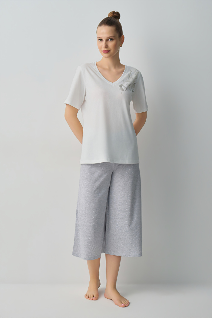 Dotty Pamuklu Kapri Pijama Takımı — görsel 2