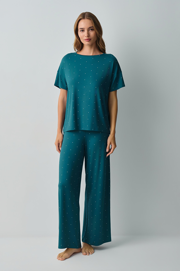 Petrol Mavisi Bliss Pijama Takımı