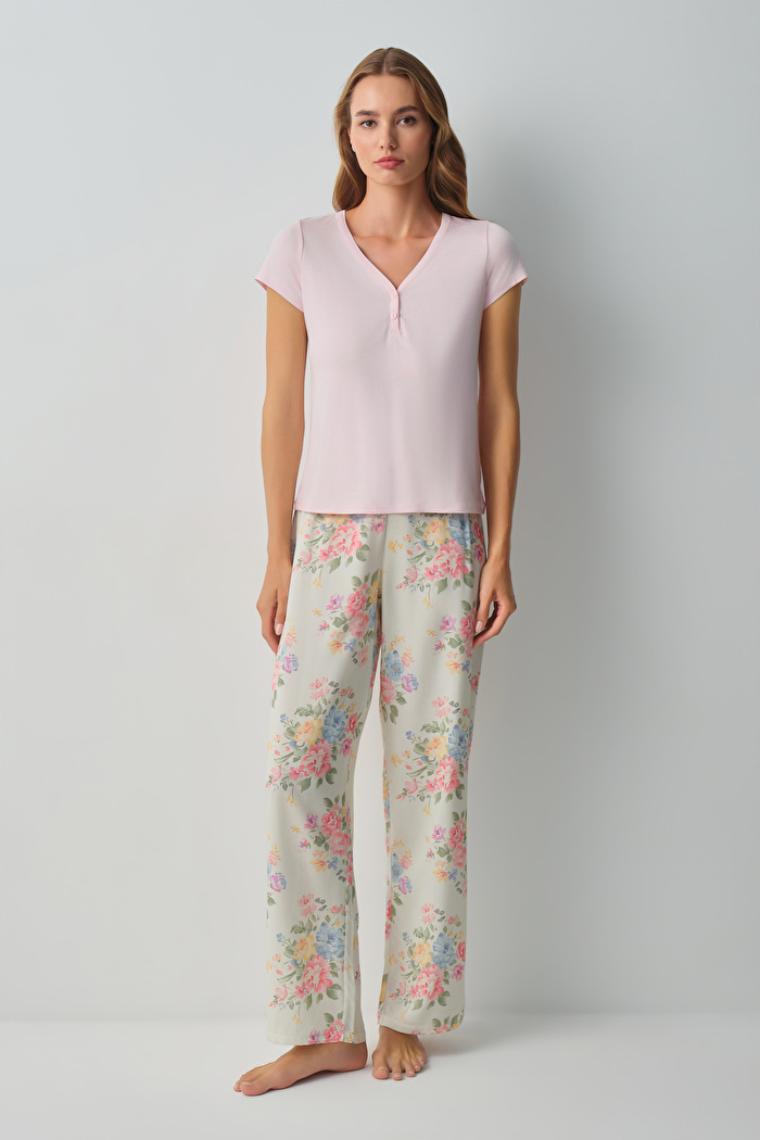 Çiçek Desenli Fleur Pijama Takımı