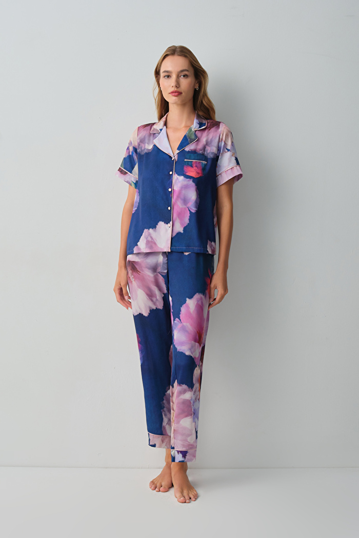 Floral Gömlek Yaka Pijama Takımı — görsel 2